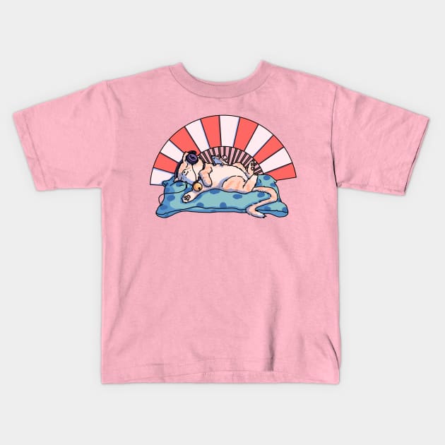 Fluffy sleepy cat Kids T-Shirt by Ginkgo Whale